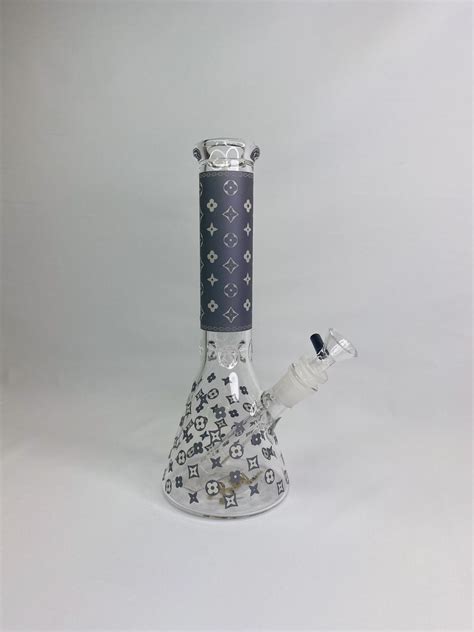 lv pattern bong|LV Pattern Beaker Bong Glow In The Dark.